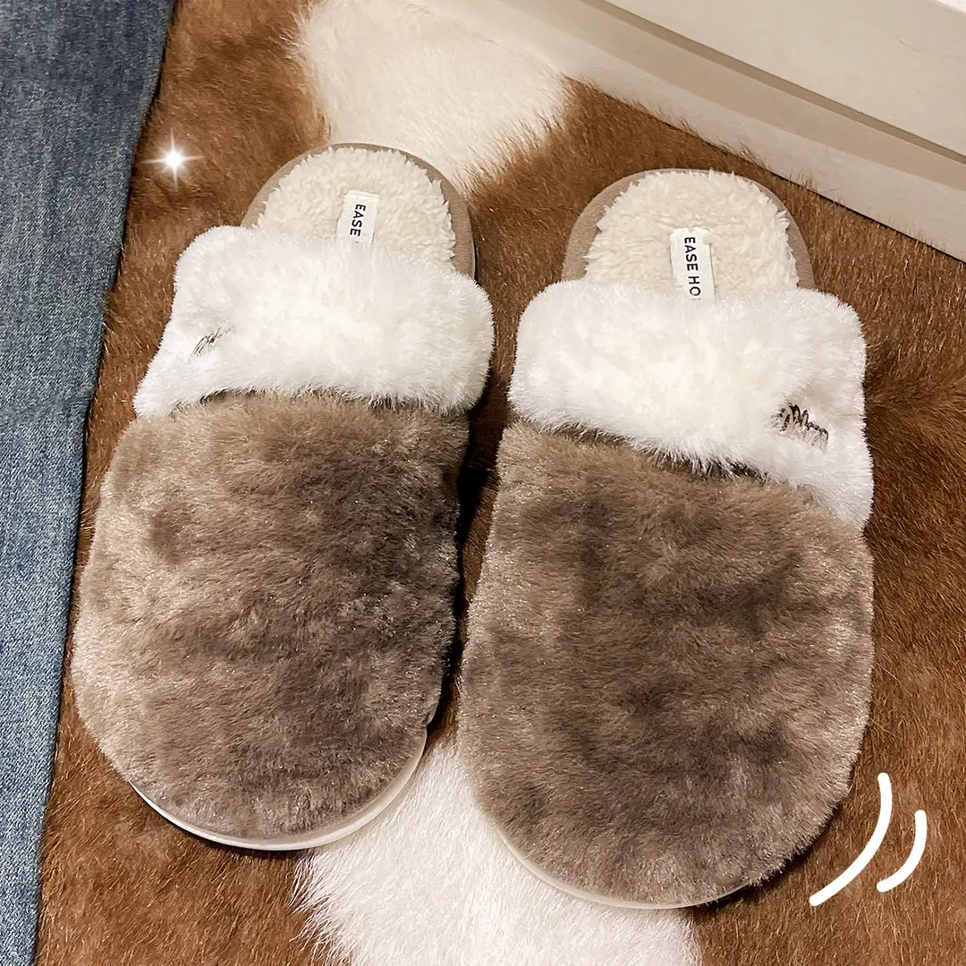 Plush Cotton Slippers for Women, Autumn and Winter 2026 New Model, Indoor Home Non-Slip, Closed Heel, Fleece-Lined, Warm Cotton Shoes for Winter - Image 2