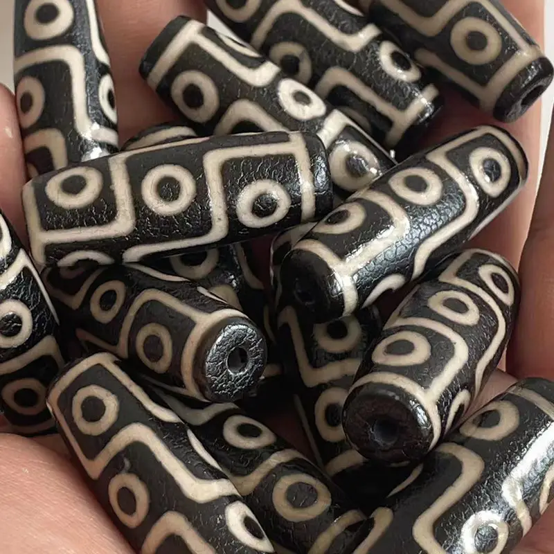 Natural Agate 40mm High Oil Black White Antique - Image 2