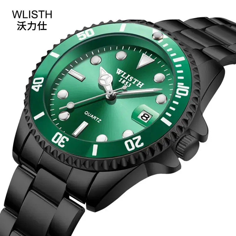 Men's Green Water Ghost Automatic Watch with Calendar & Stainless Steel Band
