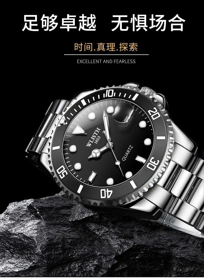 Men's Green Water Ghost Automatic Watch with Calendar & Stainless Steel Band — feature 2