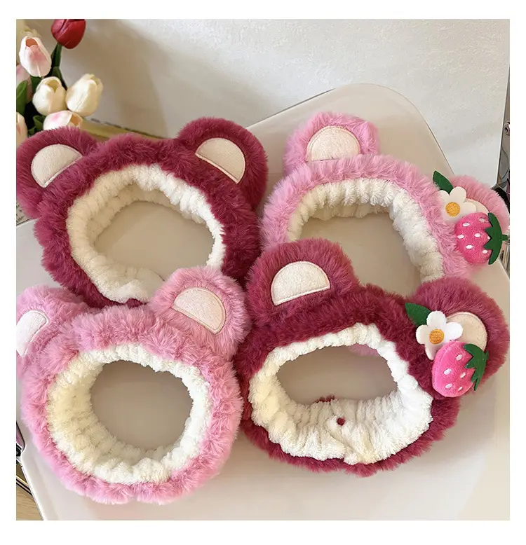 2024 New Plush Strawberry Face Washing Headband for Women — feature 4