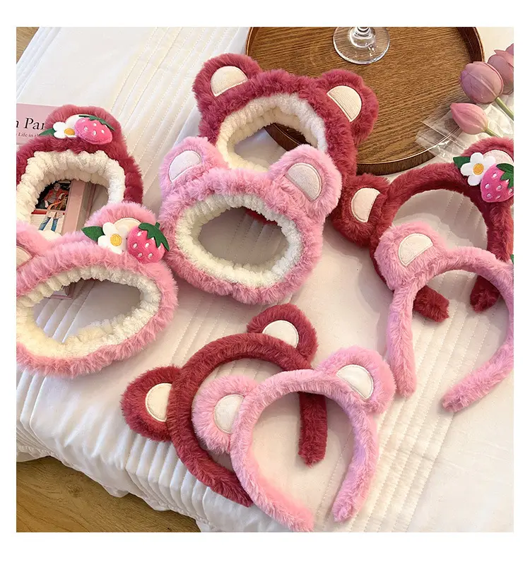 2024 New Plush Strawberry Face Washing Headband for Women — feature 5