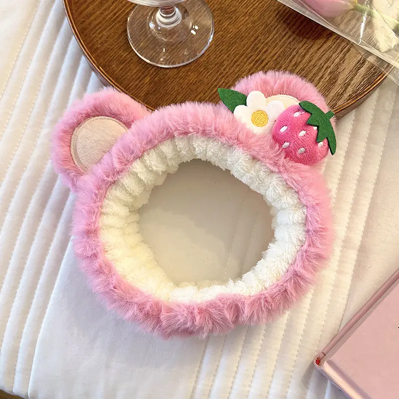 2024 New Plush Strawberry Face Washing Headband for Women - Image 8