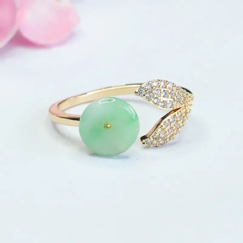 Green Jade Butterfly Ring with Gold Plated Design - Image 3