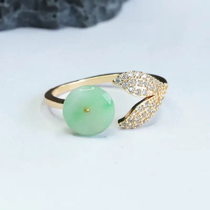 Green Jade Butterfly Ring with Gold Plated Design — feature 7