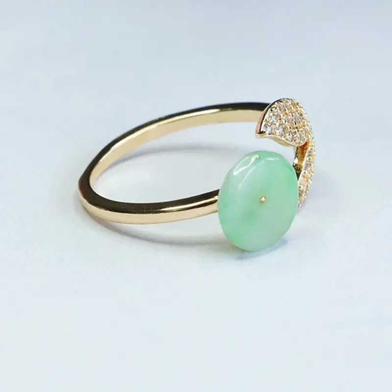 Green Jade Butterfly Ring with Gold Plated Design — feature 8