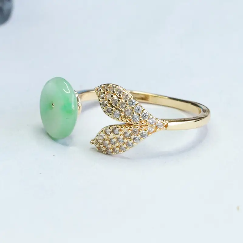 Green Jade Butterfly Ring with Gold Plated Design — feature 9