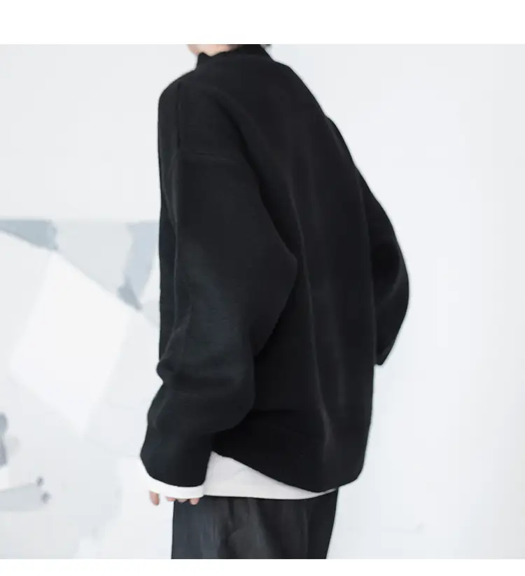 Men's Grey Japanese Style Knit Half-Turtleneck Sweater — feature 17
