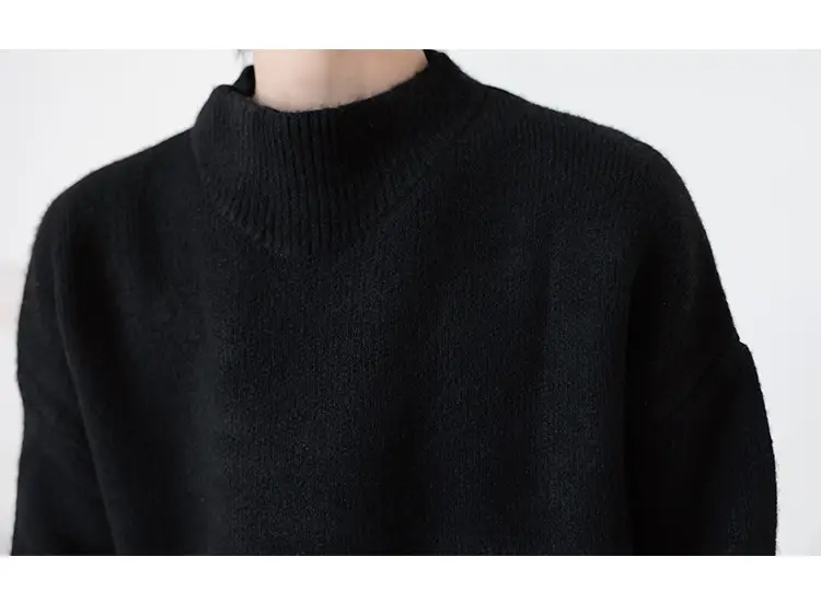 Men's Grey Japanese Style Knit Half-Turtleneck Sweater — feature 18