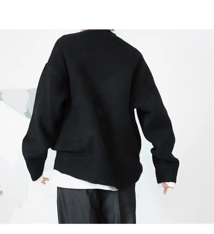 Men's Grey Japanese Style Knit Half-Turtleneck Sweater — feature 21