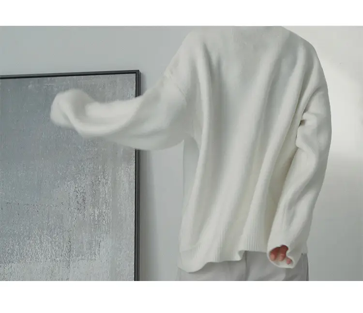 Men's Grey Japanese Style Knit Half-Turtleneck Sweater — feature 9