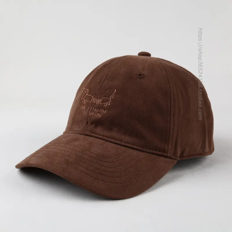 Men Black Embroidered Baseball Cap with Dog Design - Image 3