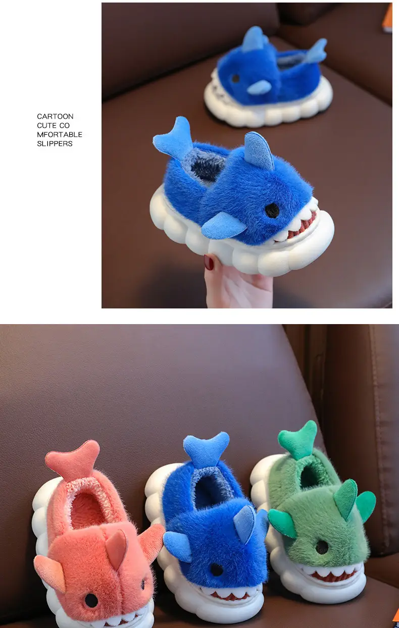 2023 shark children's bag heel cotton slippers new boys' home non-slip cartoon girls' boys' cotton shoes winter — feature 18