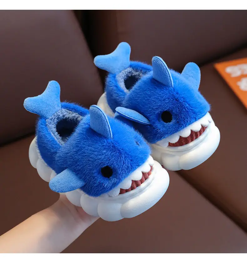 2023 shark children's bag heel cotton slippers new boys' home non-slip cartoon girls' boys' cotton shoes winter — feature 20