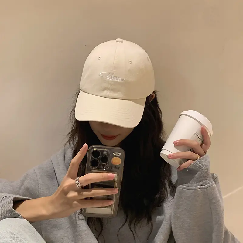 Korean Style Embroidered Hard Brim Sun Hat - Image 5