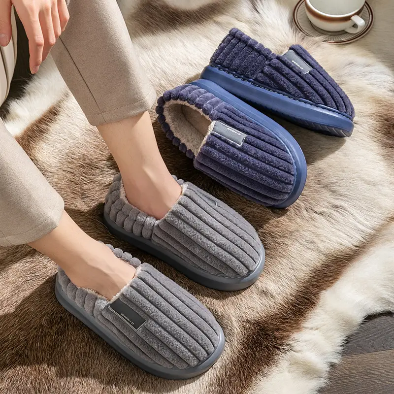 Large Size Cotton Slippers for Men, Winter 2026 New Model, Indoor Home Use, Non-Slip, Thickened, Warm Fabric Cotton Shoes - Image 6