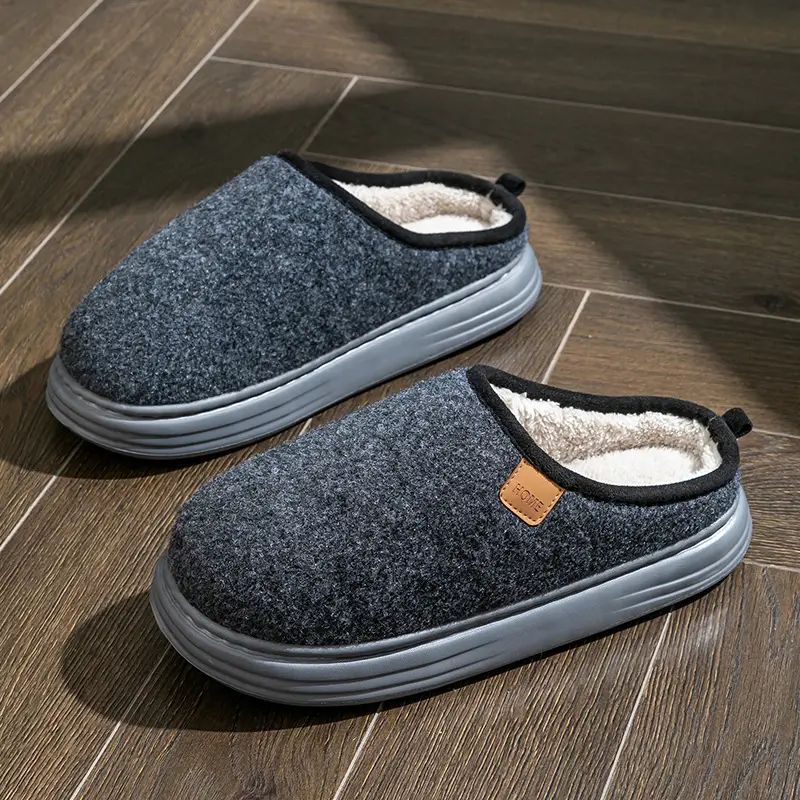 Elderly Men's Cotton Slippers for Autumn and Winter 2026 New Indoor Home Warm Fleece Non-Slip Slippers for Men in Winter