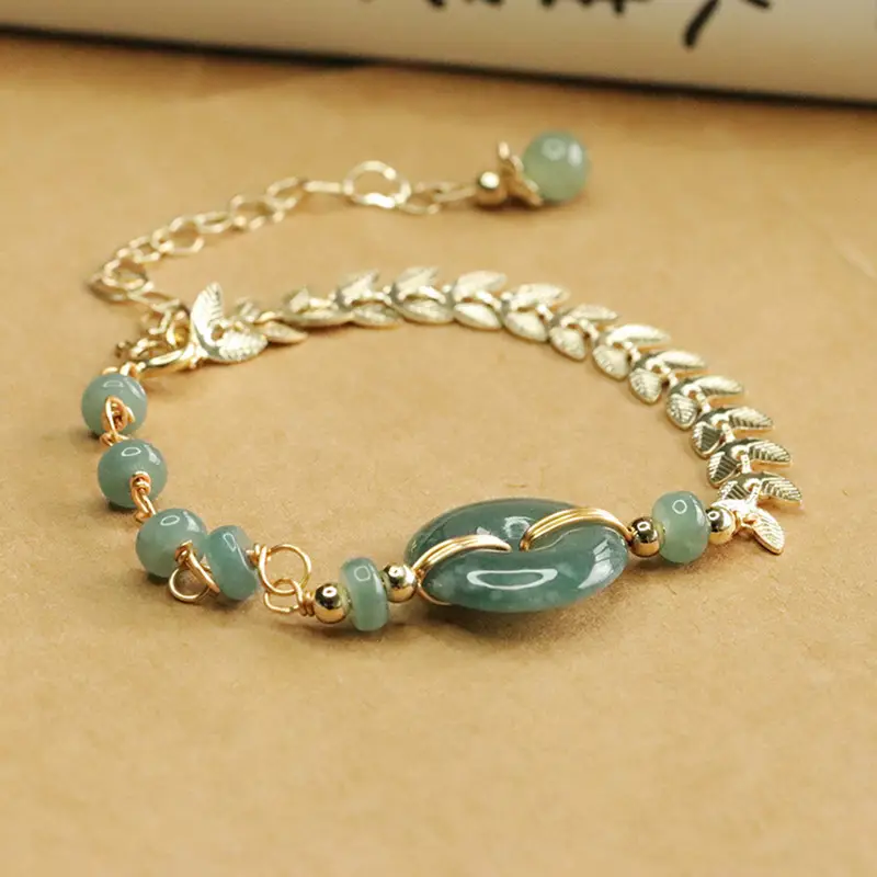 Aiyu Jade Bracelet Blue Horizontal Peace Buckle - Image 3
