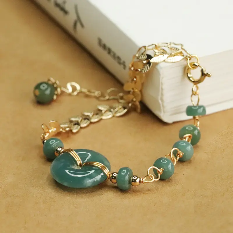 Aiyu Jade Bracelet Blue Horizontal Peace Buckle - Image 4
