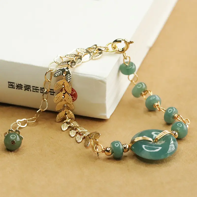 Aiyu Jade Bracelet Blue Horizontal Peace Buckle - Image 5
