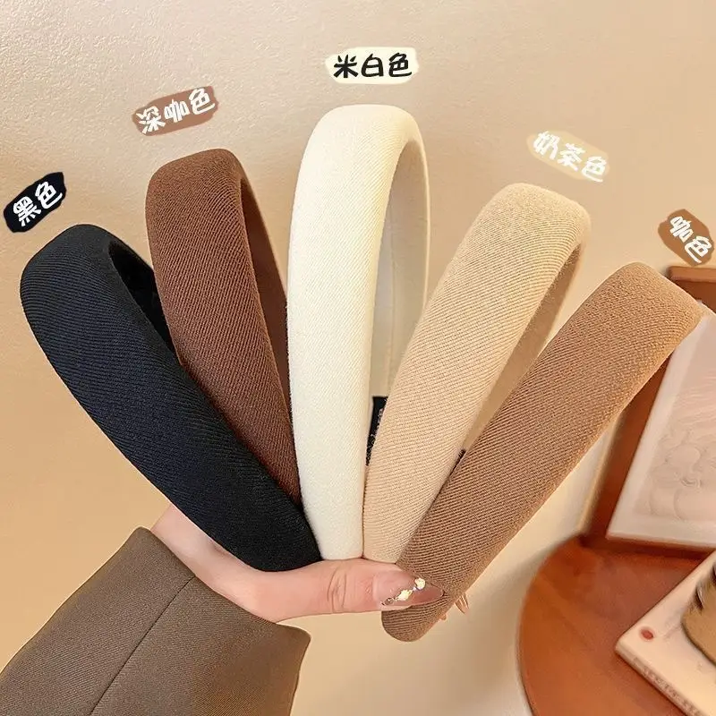 Women French Style Sponge High-Top Headband Black - Image 7