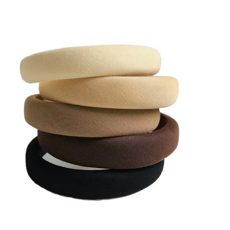 Women French Style Sponge High-Top Headband Black - Image 10