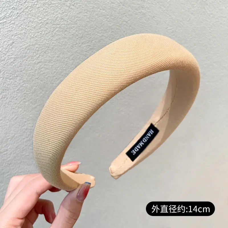Women French Style Sponge High-Top Headband Black - Image 2
