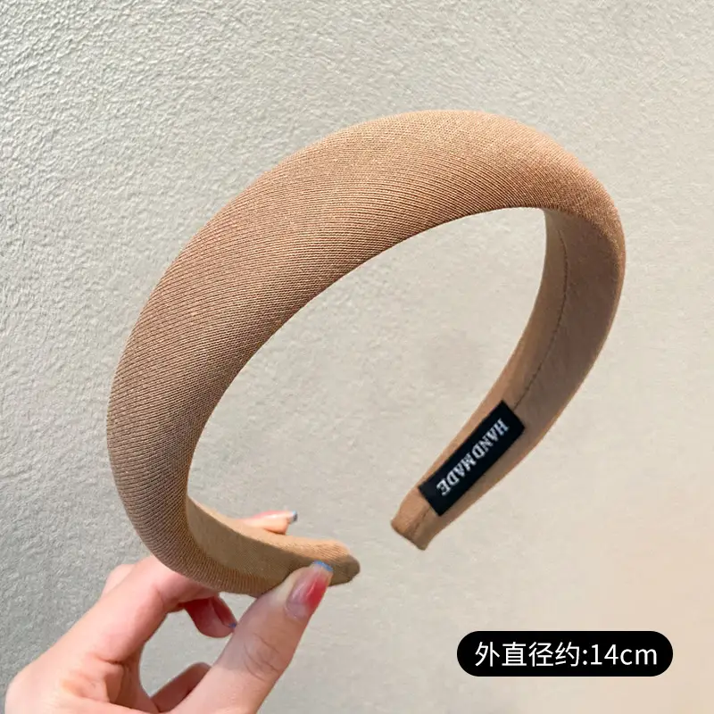Women French Style Sponge High-Top Headband Black - Image 3