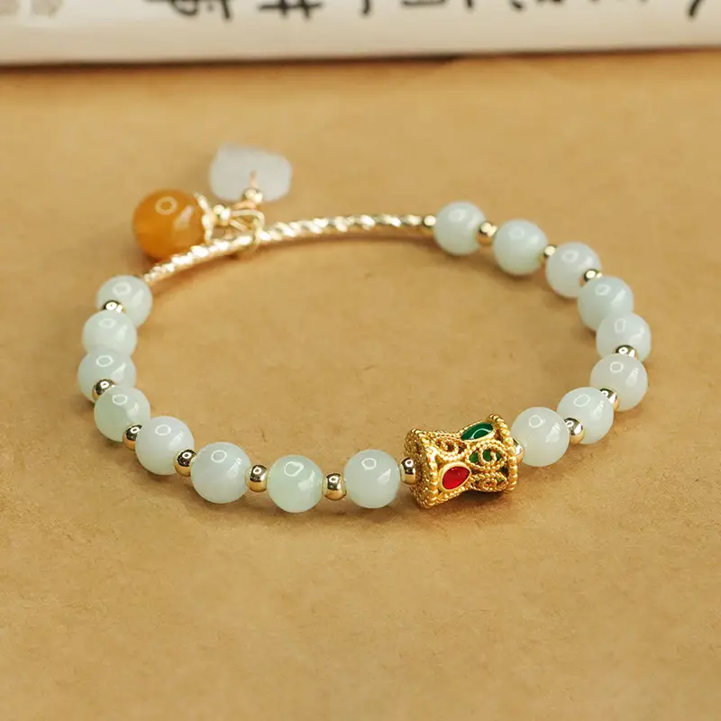 Jade Leaf Half Bangle Bracelet for Women - Image 2