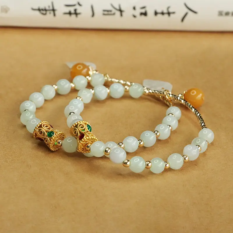 Jade Leaf Half Bangle Bracelet for Women - Image 4