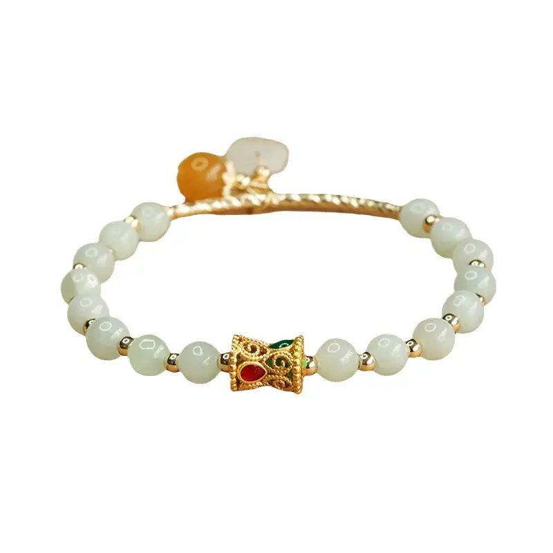 Jade Leaf Half Bangle Bracelet for Women - Image 5