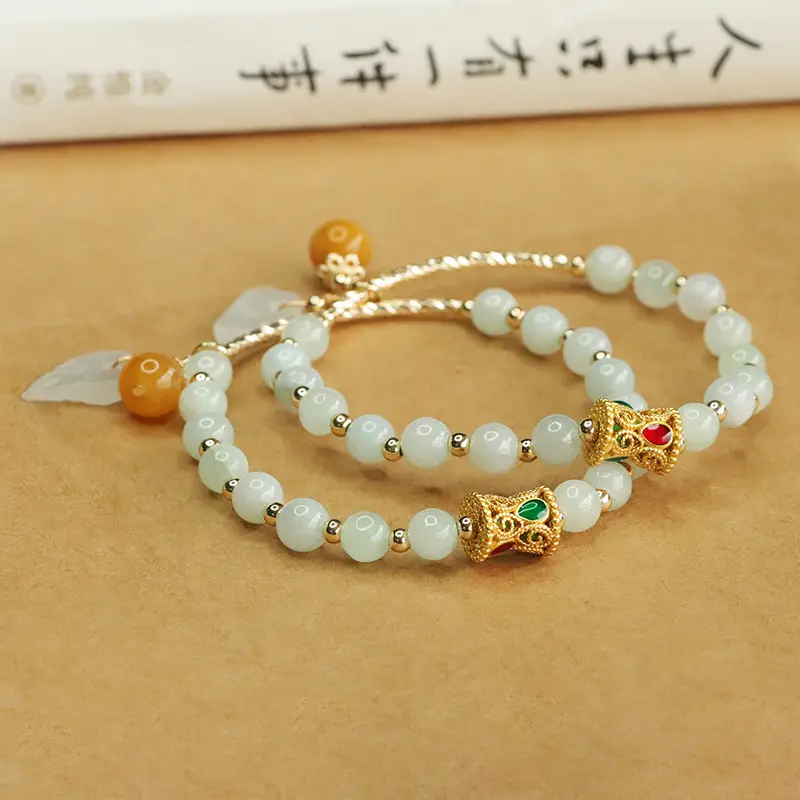 Jade Leaf Half Bangle Bracelet for Women — feature 10