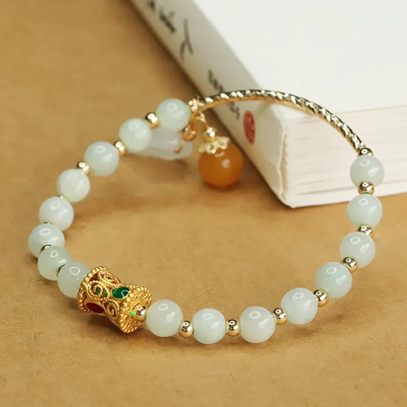 Jade Leaf Half Bangle Bracelet for Women — feature 7