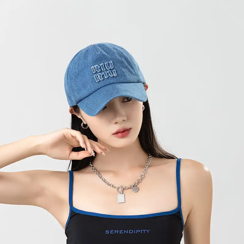 New Letter RIU Blue Baseball Cap Denim Retro Sun Hat - Image 6