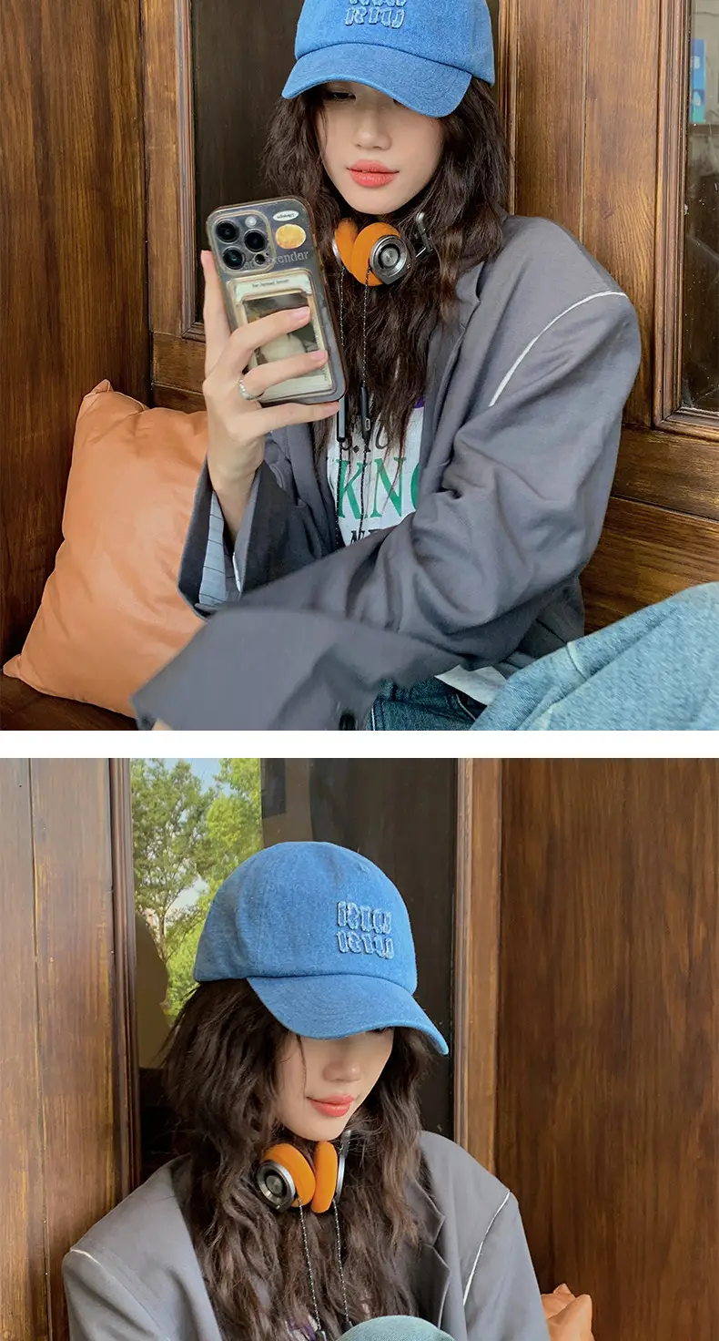 New Letter RIU Blue Baseball Cap Denim Retro Sun Hat — feature 5