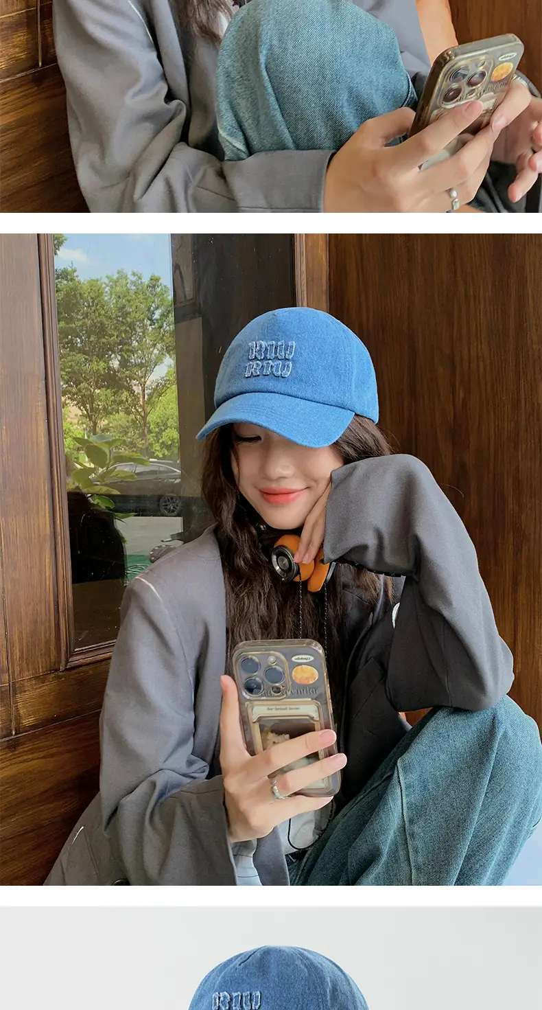 New Letter RIU Blue Baseball Cap Denim Retro Sun Hat — feature 6