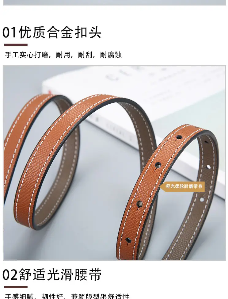 Double Sided Belt Women Genuine Leather Orange Black — feature 10