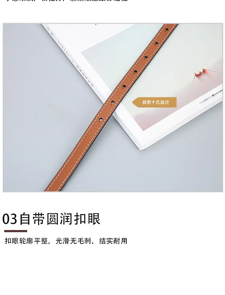 Double Sided Belt Women Genuine Leather Orange Black — feature 11