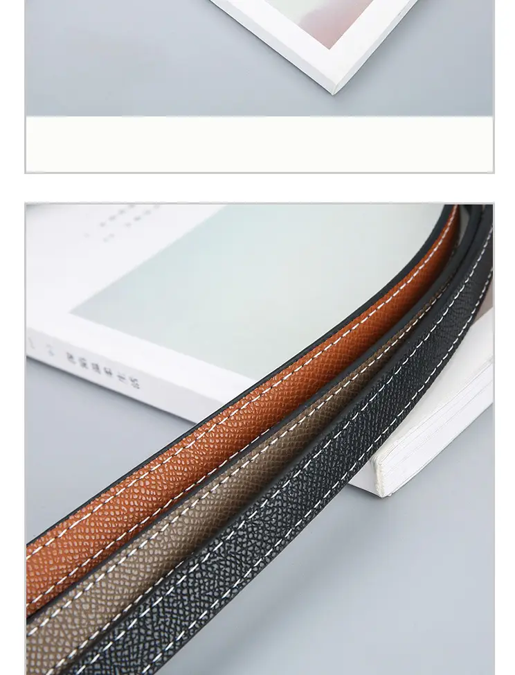 Double Sided Belt Women Genuine Leather Orange Black — feature 5