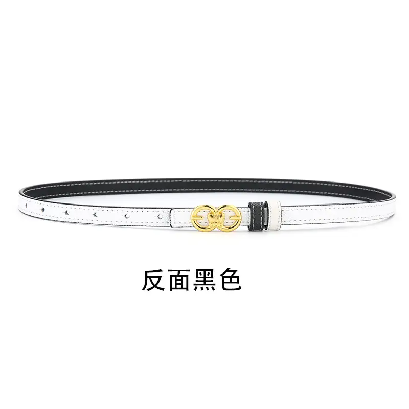 Double Sided Belt Women Genuine Leather Orange Black - Image 6