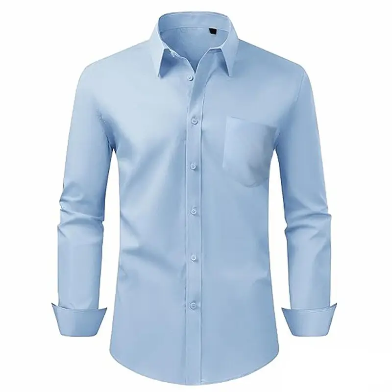 Green Slim Fit Men's Long Sleeve Shirt with Elastic Waistband - Image 20