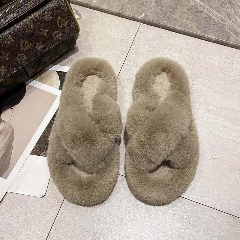 2026 Winter Thick Fur Slippers 4cm Height Increasing - Image 2
