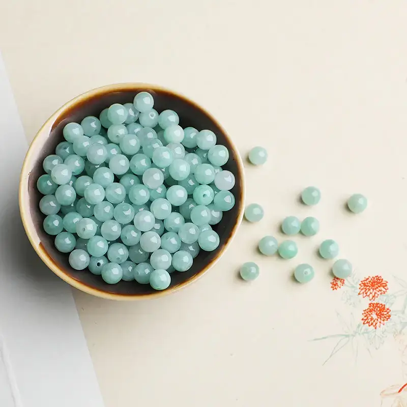 Jade Beads Green Ice Clear Bottom Small - Image 3