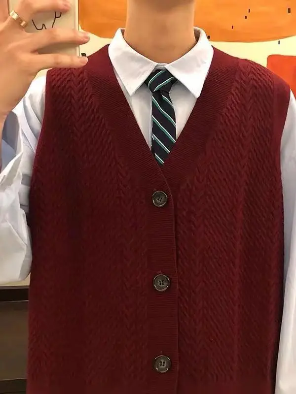 Vintage Knitted V-Neck Vest Men's Winter Fat Handsome - Image 5