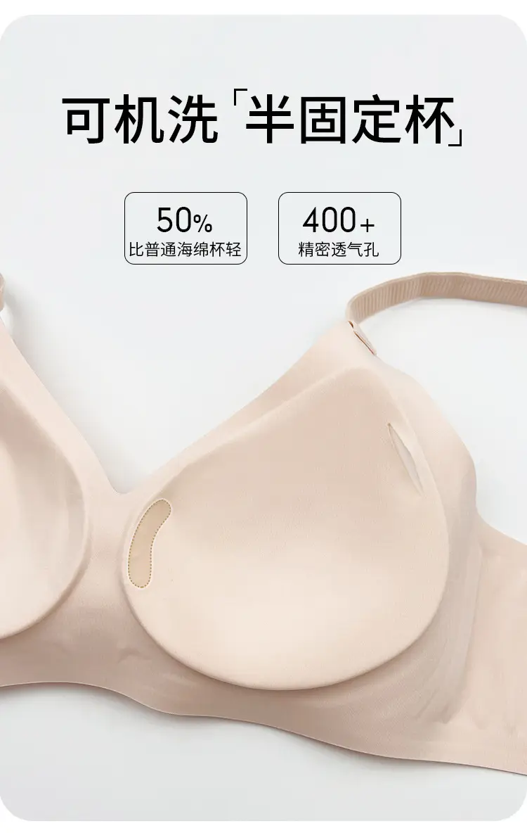 Traceless Underwear Women Big Chest Small Comfortable High Elastic plus Size No Rings Push-up Bra — feature 5