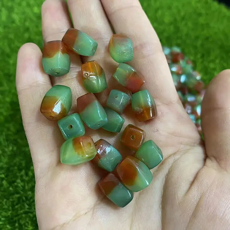 High Quality Red & Green Agate Beads 11x8mm DIY Jewelry - Image 2