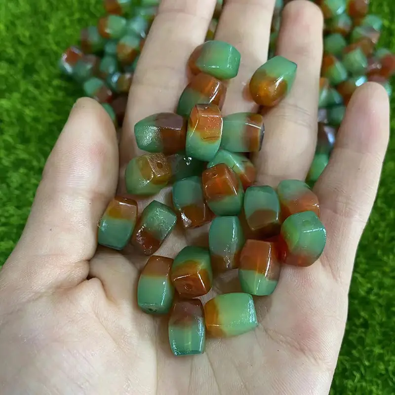 High Quality Red & Green Agate Beads 11x8mm DIY Jewelry - Image 3