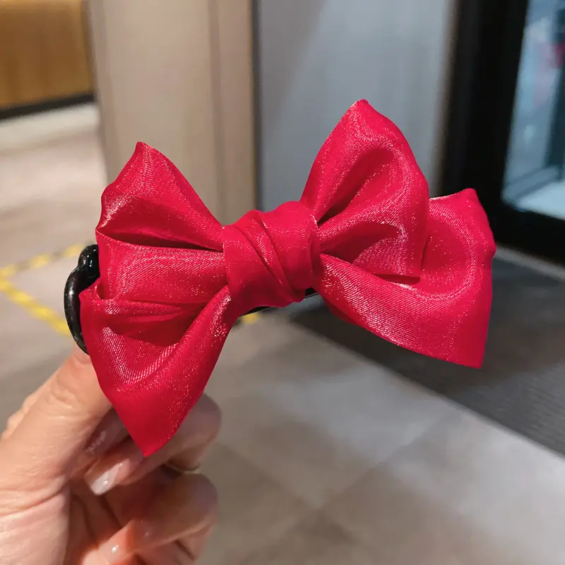 Red & Black Bow Hair Clip for Girls