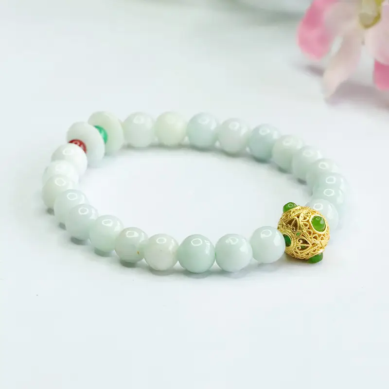Guan Yu Jade Bracelet with Gold Pendant - Image 3