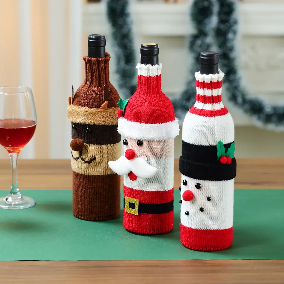 Cross-Border Christmas Wine Bottle Covers Cartoon Knitted - Image 5